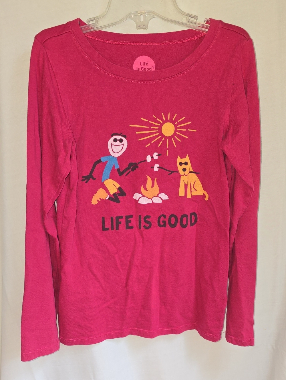 Life Is Good Kids Hot Pink Long Sleeve Campfire Graphic Tee